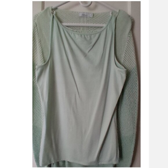 Women's Reitmans Open Knit Pullover with Tank Top, Light Green, Small - Picture 13 of 16
